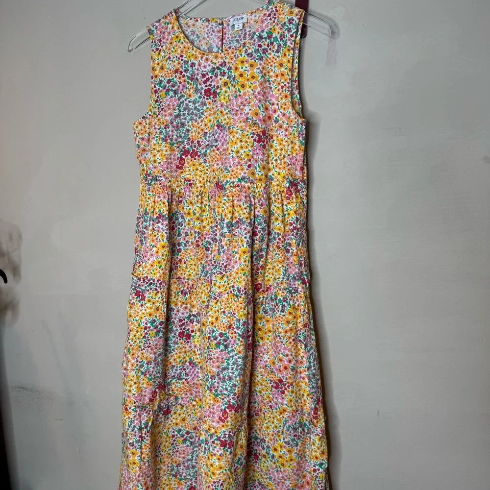 J.Crew Floral Sleeveless Midi Dress Size 8 - Picture 4 of 12